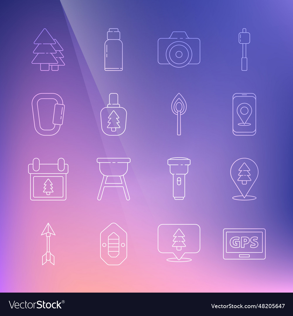 Set line gps device with map location vector image Set line gps device with map location