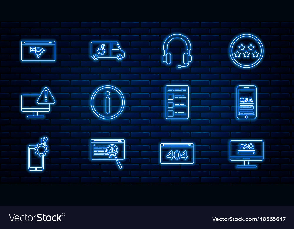 Set line monitor with faq information mobile vector image Set line monitor with faq information mobile