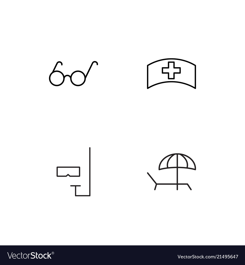 Summer linear icons set simple outline