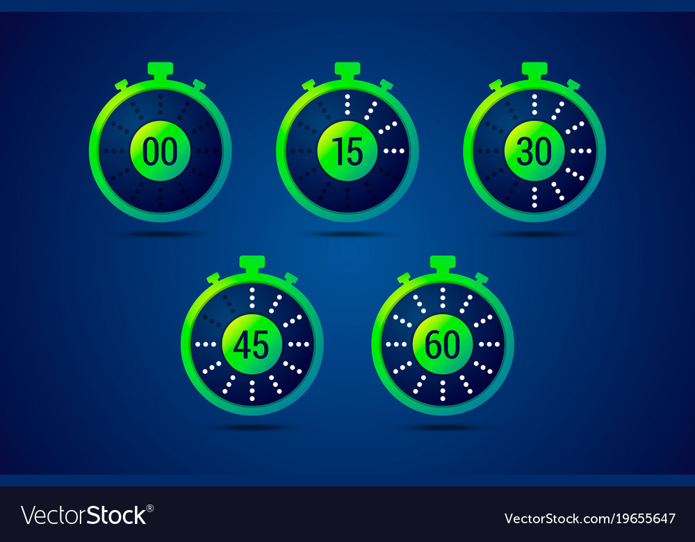 Timer icons with color gradation and numbers Vector Image