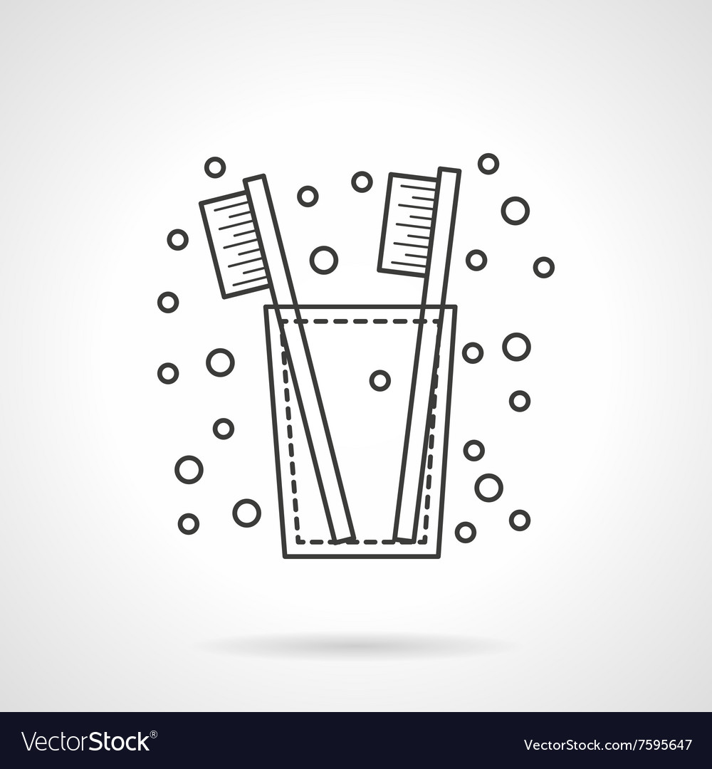 Tooth brush icon flat line design