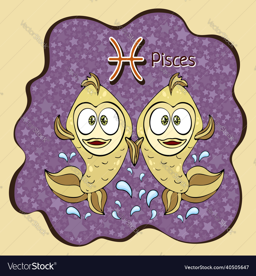 Zodiac sign cartoon pisces astrological