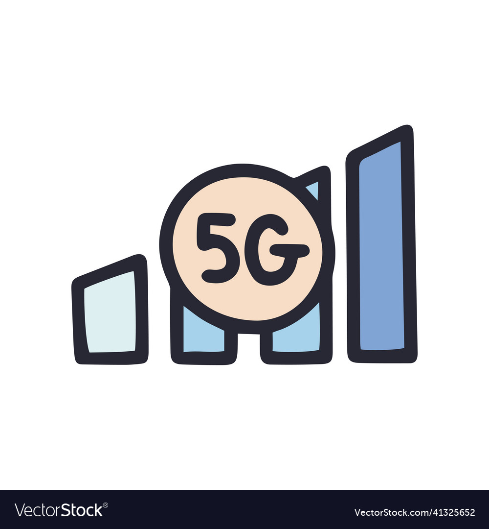5g network indicator color doodle simple vector image 5g network indicator color doodle simple