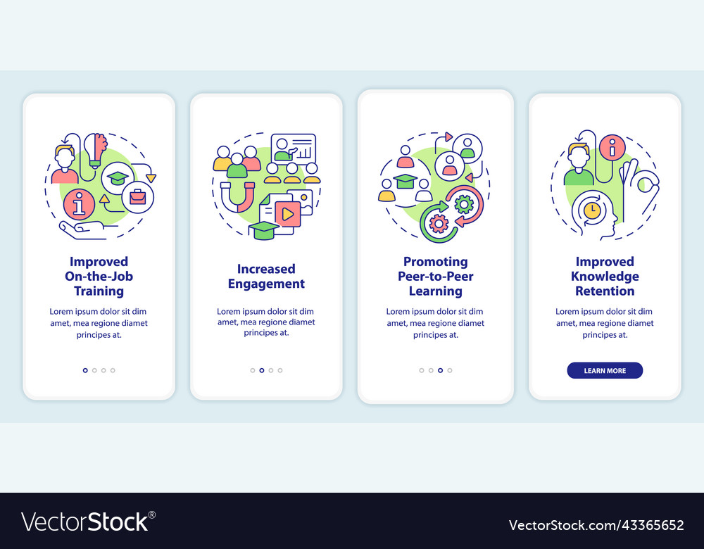 Advantages of microlearning onboarding mobile app Vector Image Advantages of microlearning onboarding mobile app