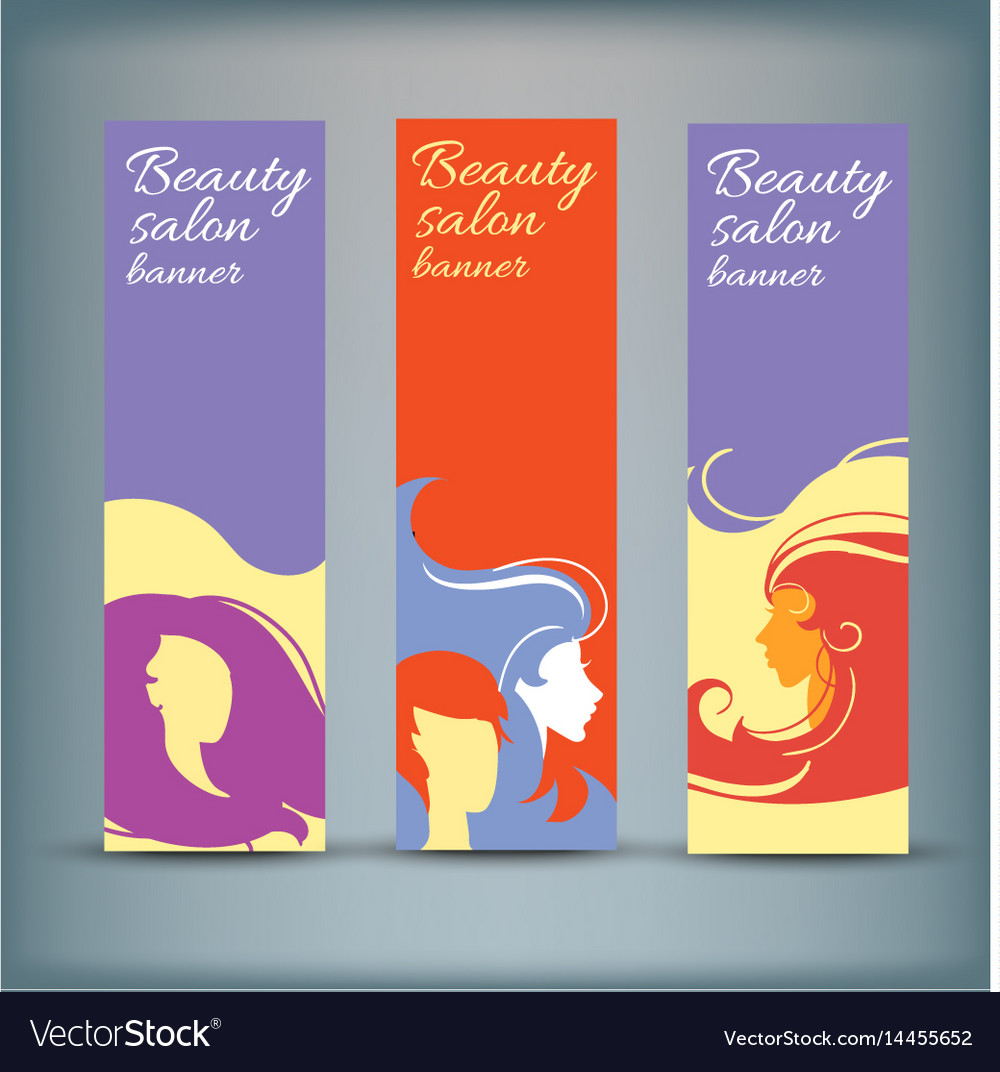 Banner set with stylish woman silhouette