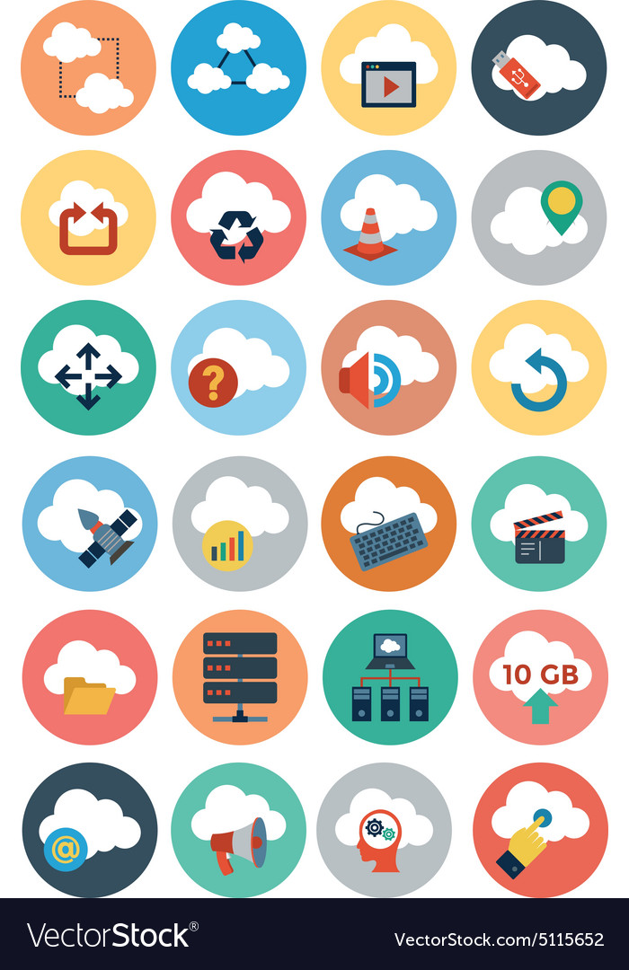 Cloud Computing Icons - Flat Style