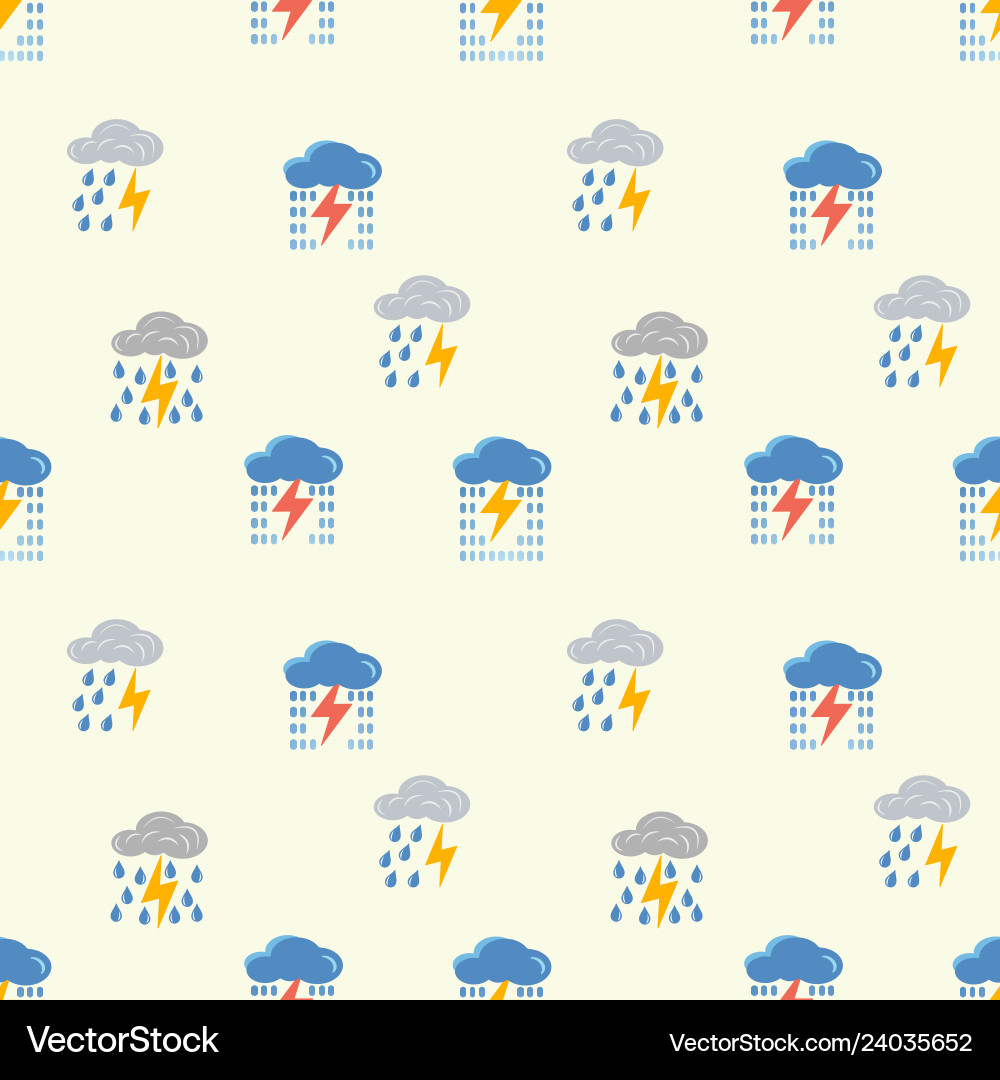 Clouds with lightning pattern seamless pattern Vector Image