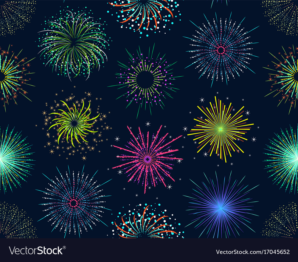 Color celebration fireworks background pattern Vector Image