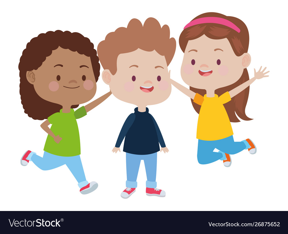 Cute happy kids having fun Royalty Free Vector Image