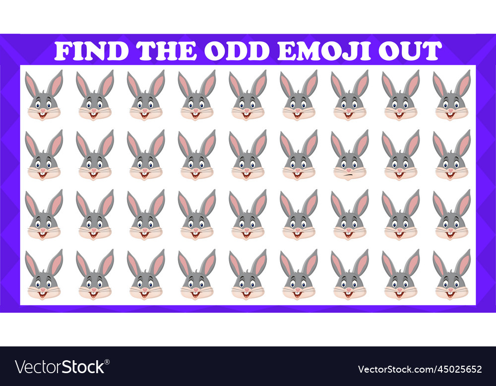 Find the odd emoji out visual logic puzzle game vector image Find the odd emoji out visual logic puzzle game