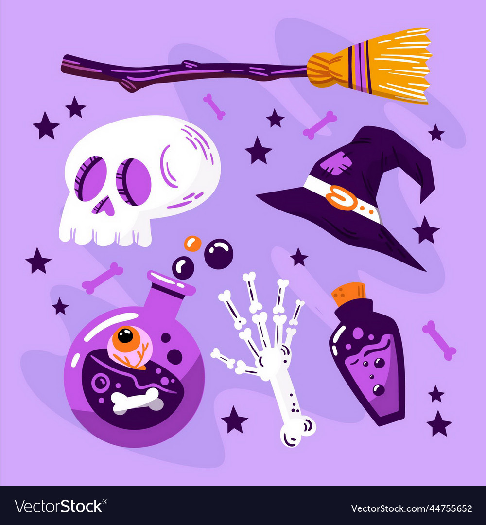 Hand Drawn Halloween Elements Collection Vector Image