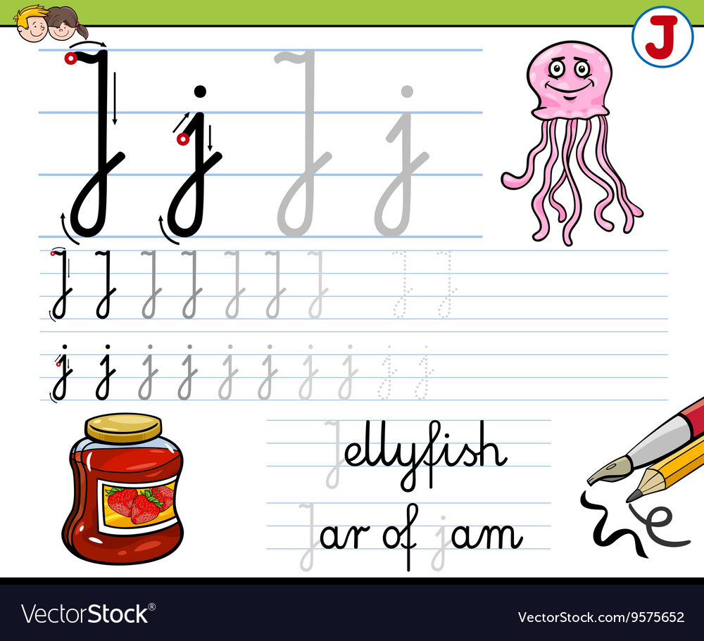 How to write letter j Royalty Free Vector Image