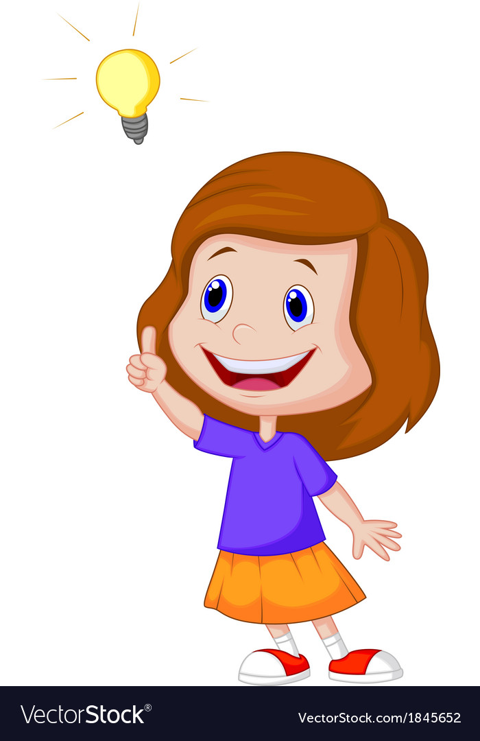 Little girl cartoon with big idea Royalty Free Vector Image