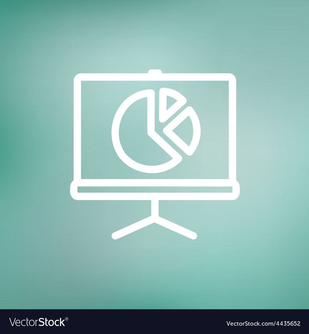 Roller screen with pie graph thin line icon