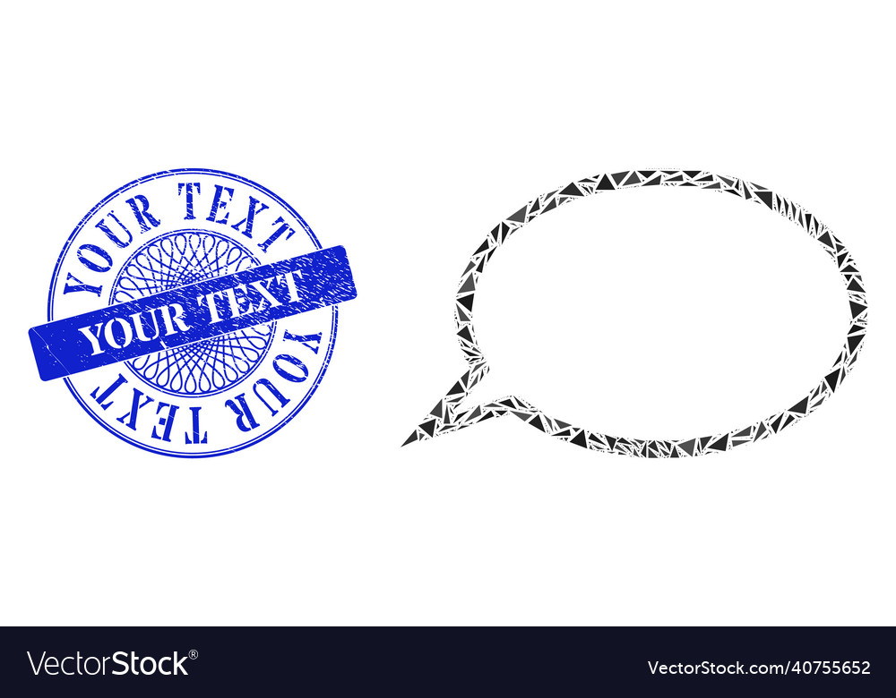 Rubber your text stamp seal and triangle hint vector image Rubber your text stamp seal and triangle hint