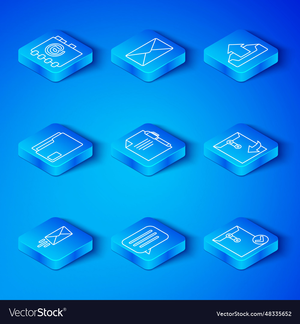 Set line express envelope document and pen speech vector image Set line express envelope document and pen speech