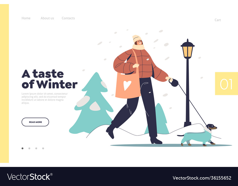 Taste winter concept landing page with woman