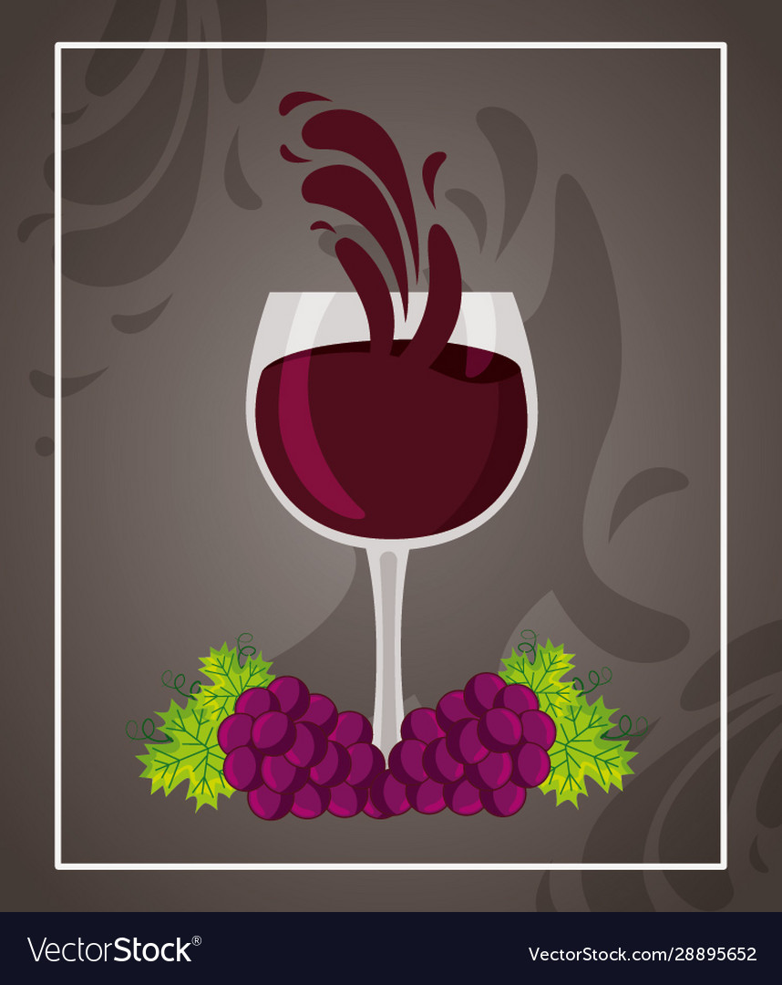 Wine house poster with cup and grapes Royalty Free Vector