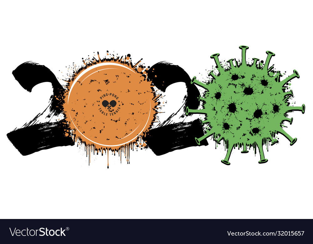 2020 and coronavirus sign with ping-pong ball Vector Image