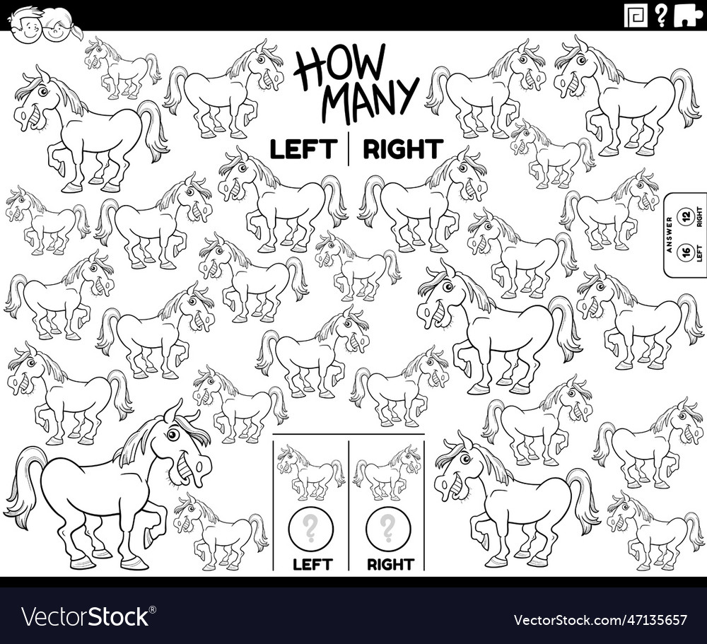 Count pictures of cartoon horse character vector image Count pictures of cartoon horse character