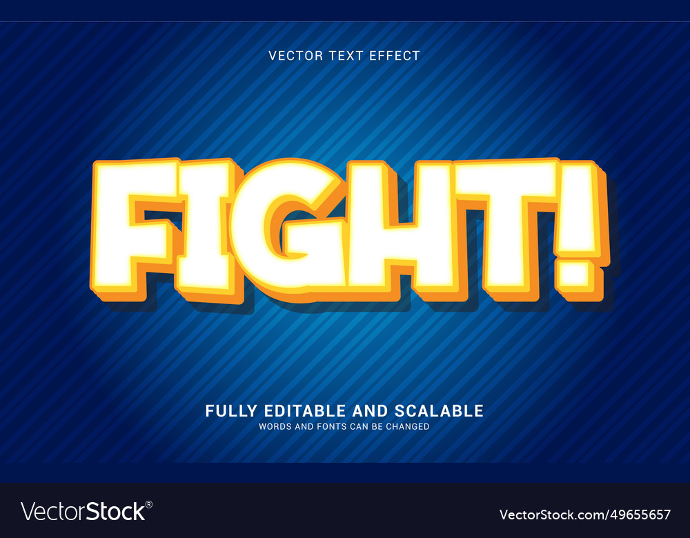 Editable text effect fight style Royalty Free Vector Image