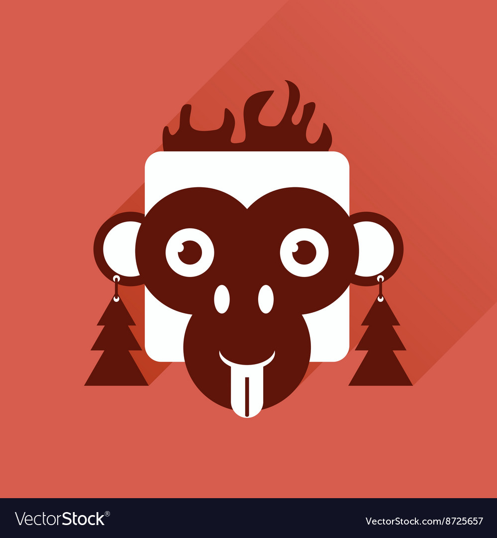 Flat web icon with long shadow monkey