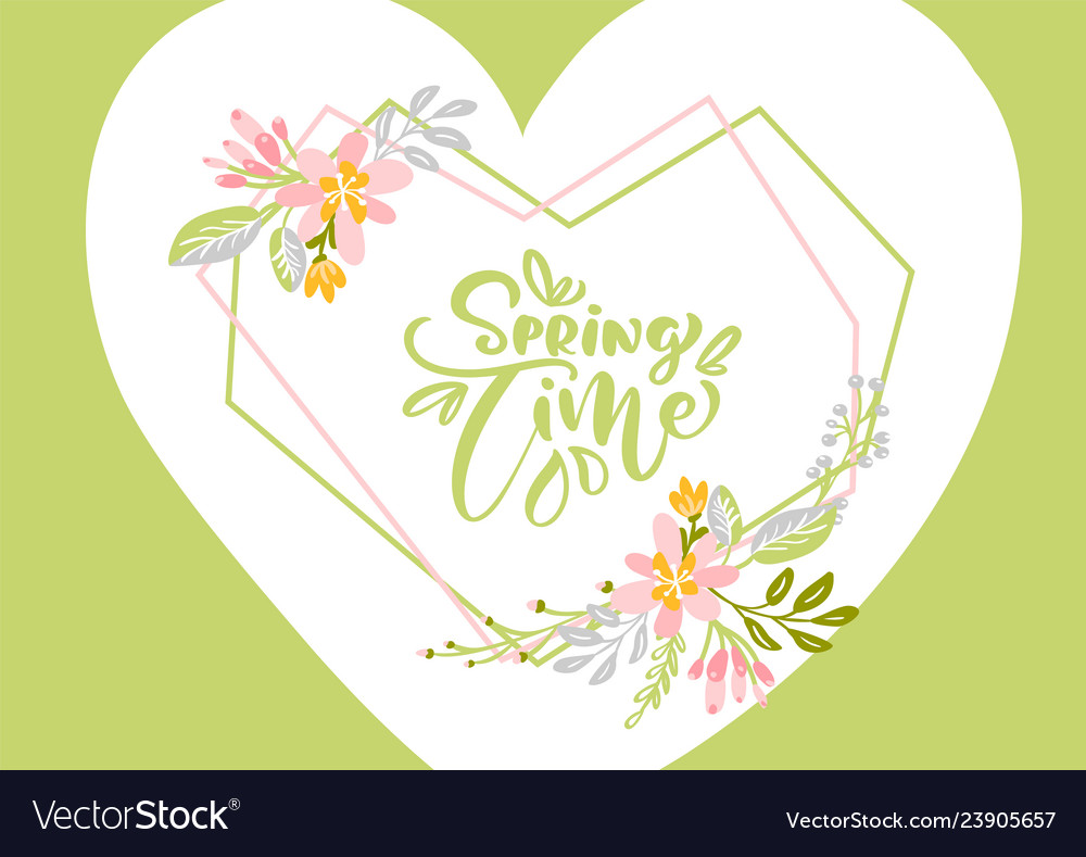 Flower greeting card with text spring time