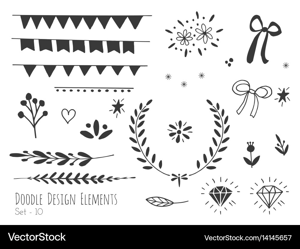 Hand drawn isolated doodle design elements Vector Image