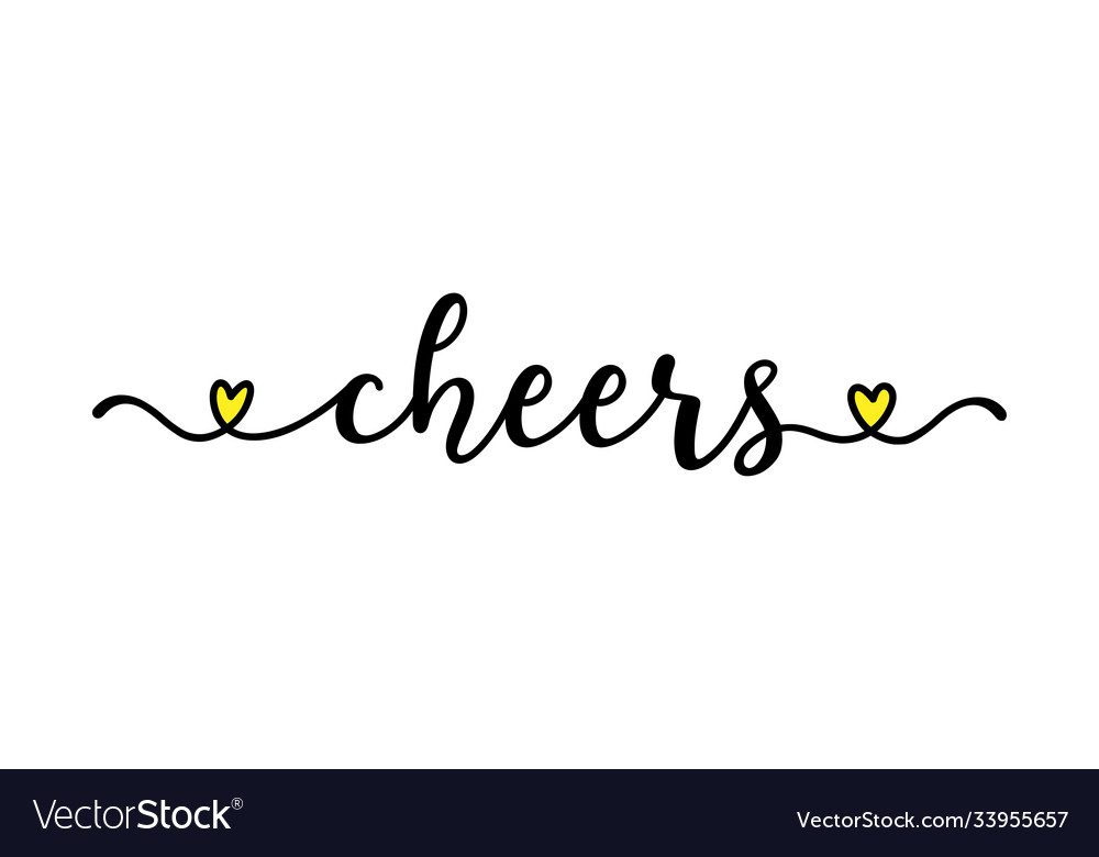 Hand sketched cheers word as banner lettering