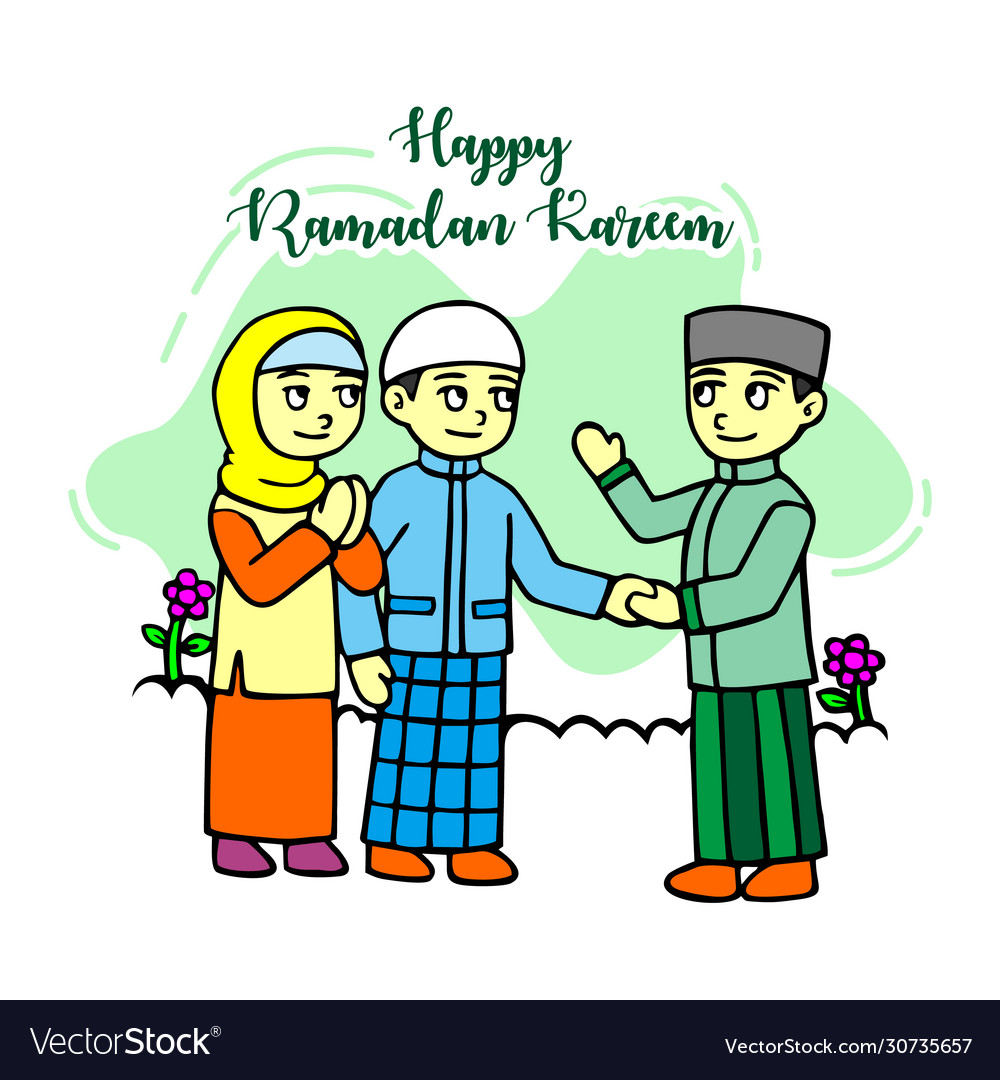Happy ramadan kareem cartoon Royalty Free Vector Image Happy ramadan kareem cartoon Royalty Free Vector Image