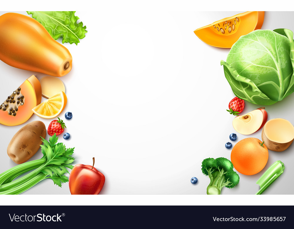 Healthy food organic fruit frame template Vector Image