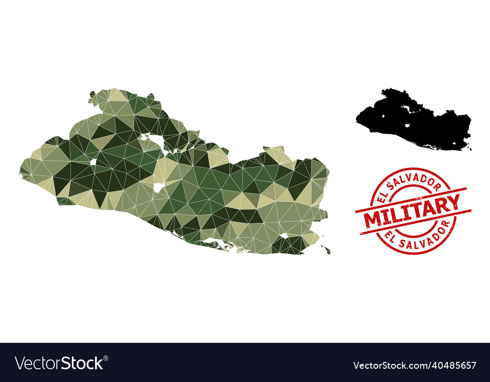 Lowpoly mosaic map of el salvador and distress