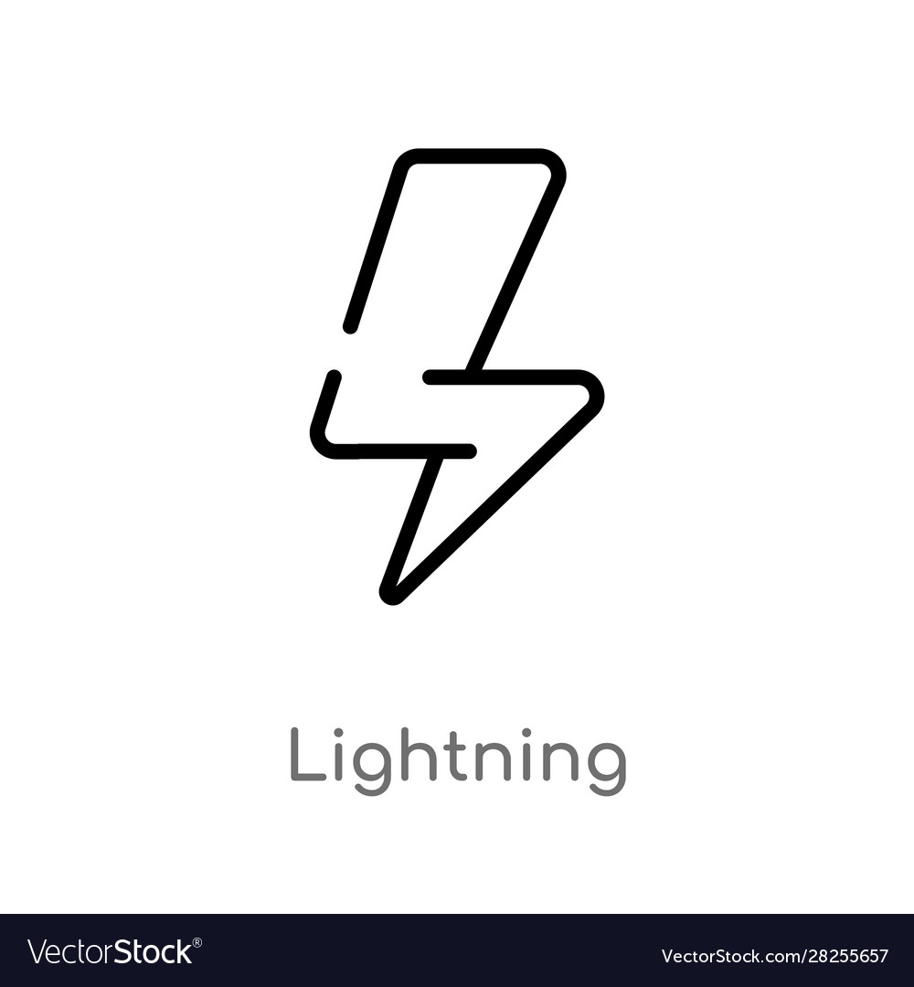 Outline lightning icon isolated black simple line
