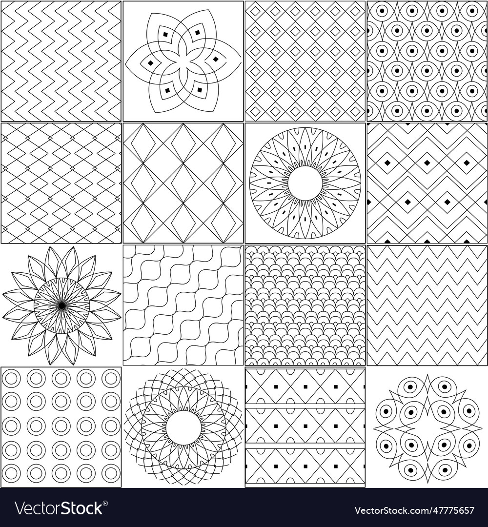 Patchwork made from squares of geometric patterns vector image Patchwork made from squares of geometric patterns