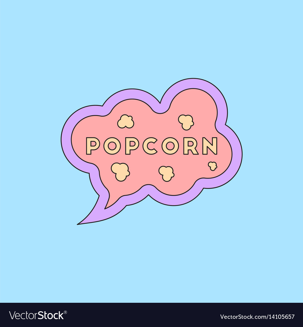 Popcorn label in flat style Royalty Free Vector Image