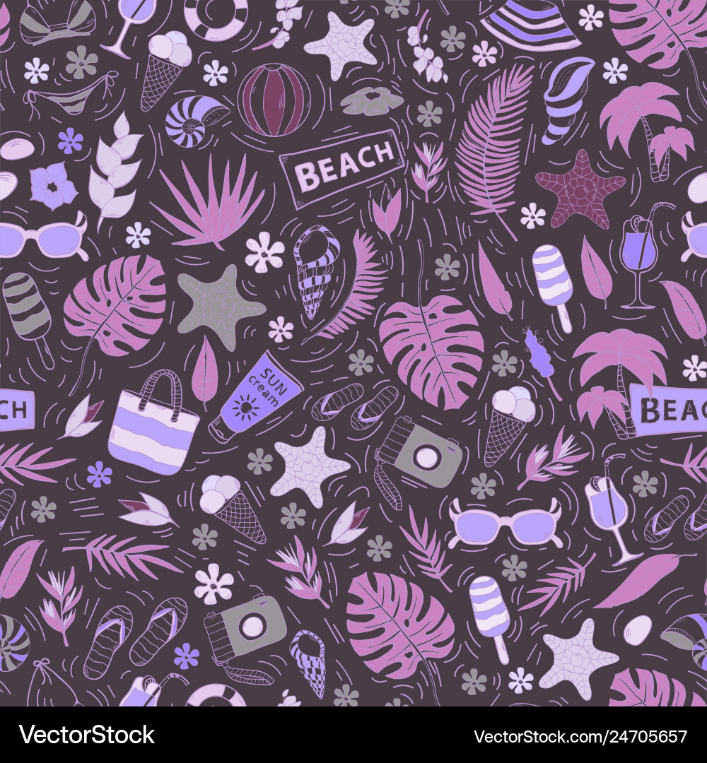 Seamless pattern with summer vacation Royalty Free Vector