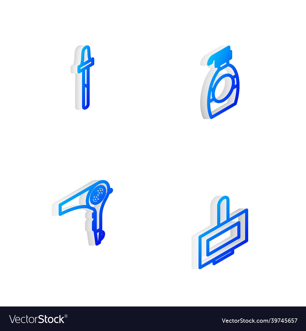 Set isometric line bottle of liquid soap pipette