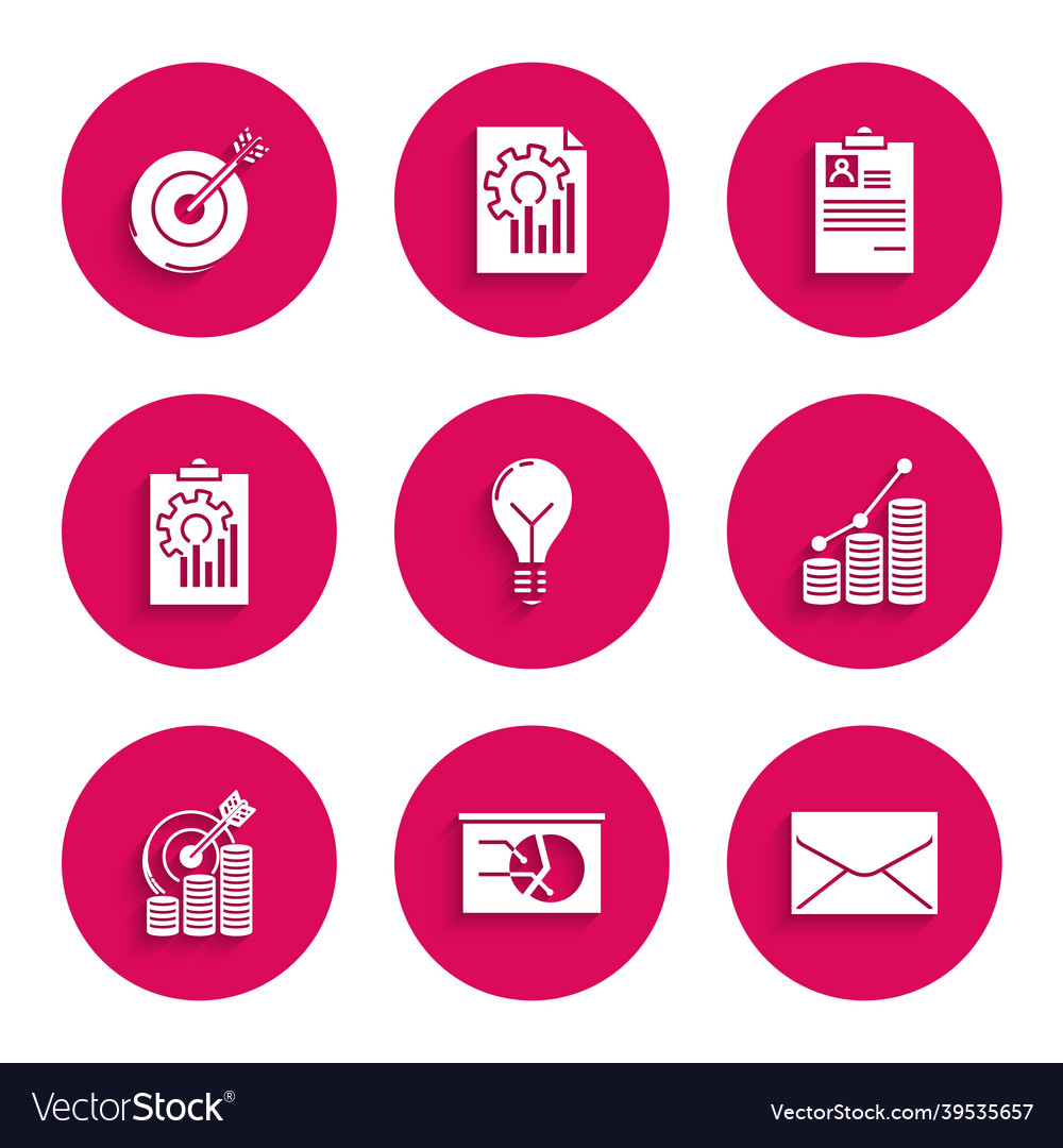 Set light bulb with concept of idea board graph vector image Set light bulb with concept of idea board graph