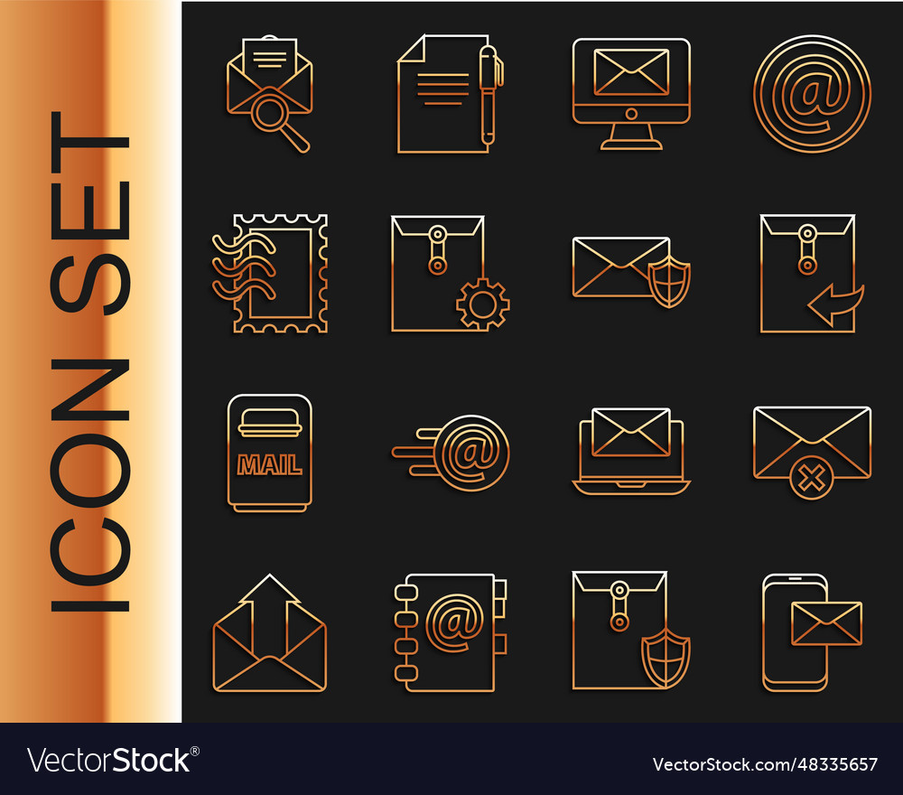 Set line mobile and envelope delete vector image Set line mobile and envelope delete