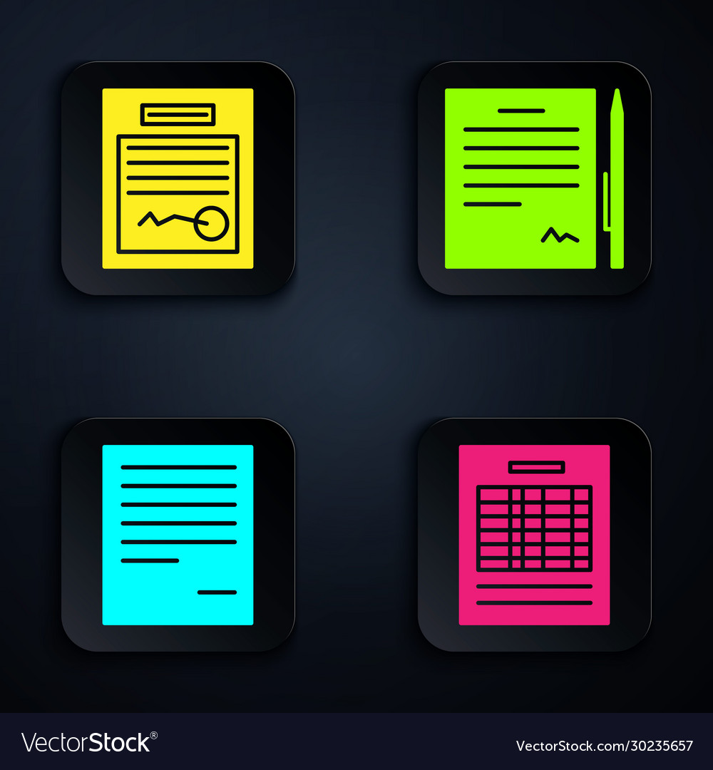 Set report file document filled form vector image Set report file document filled form