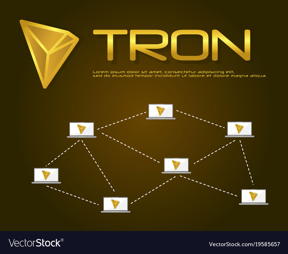 Tron blockchain on brown background