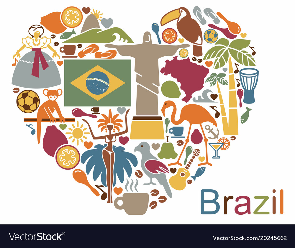 Brazilian icons in the form of a heart