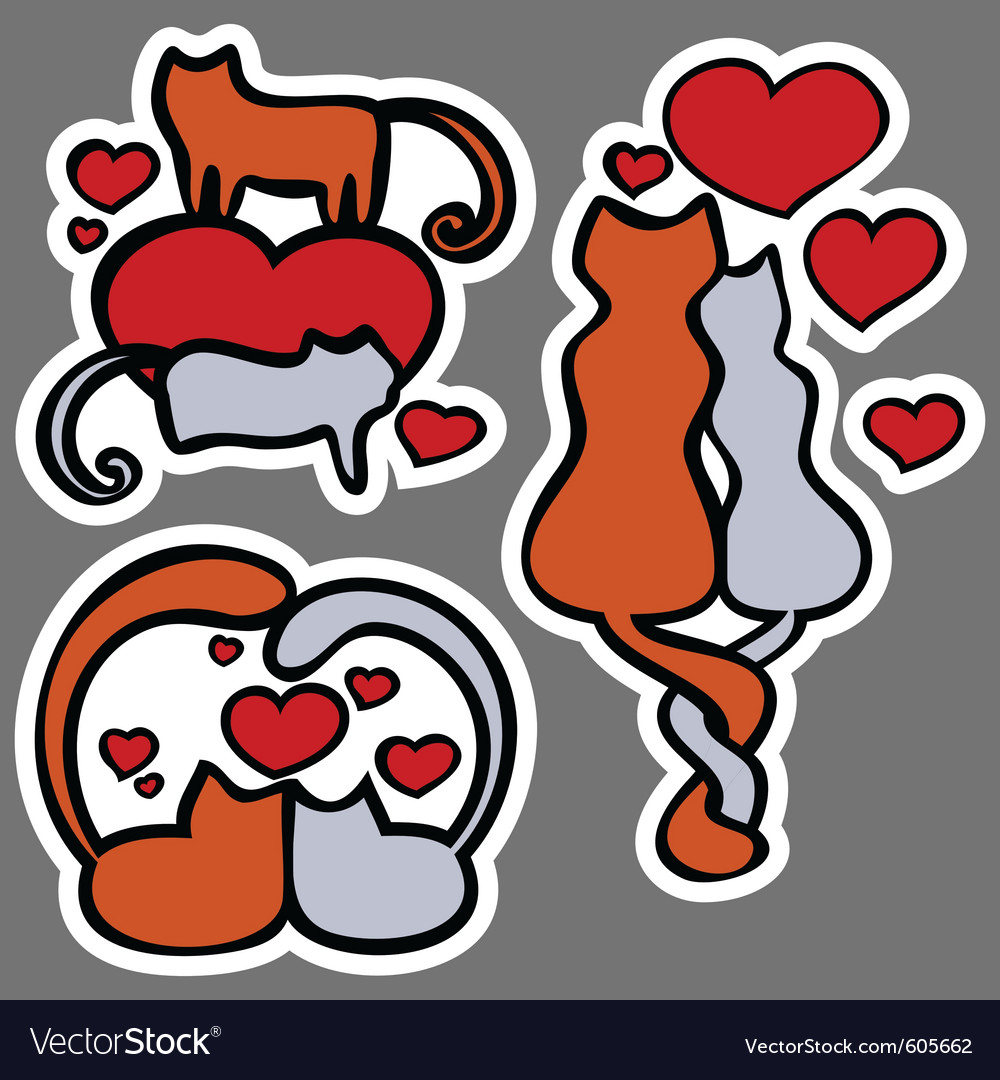 Cats in love stickers