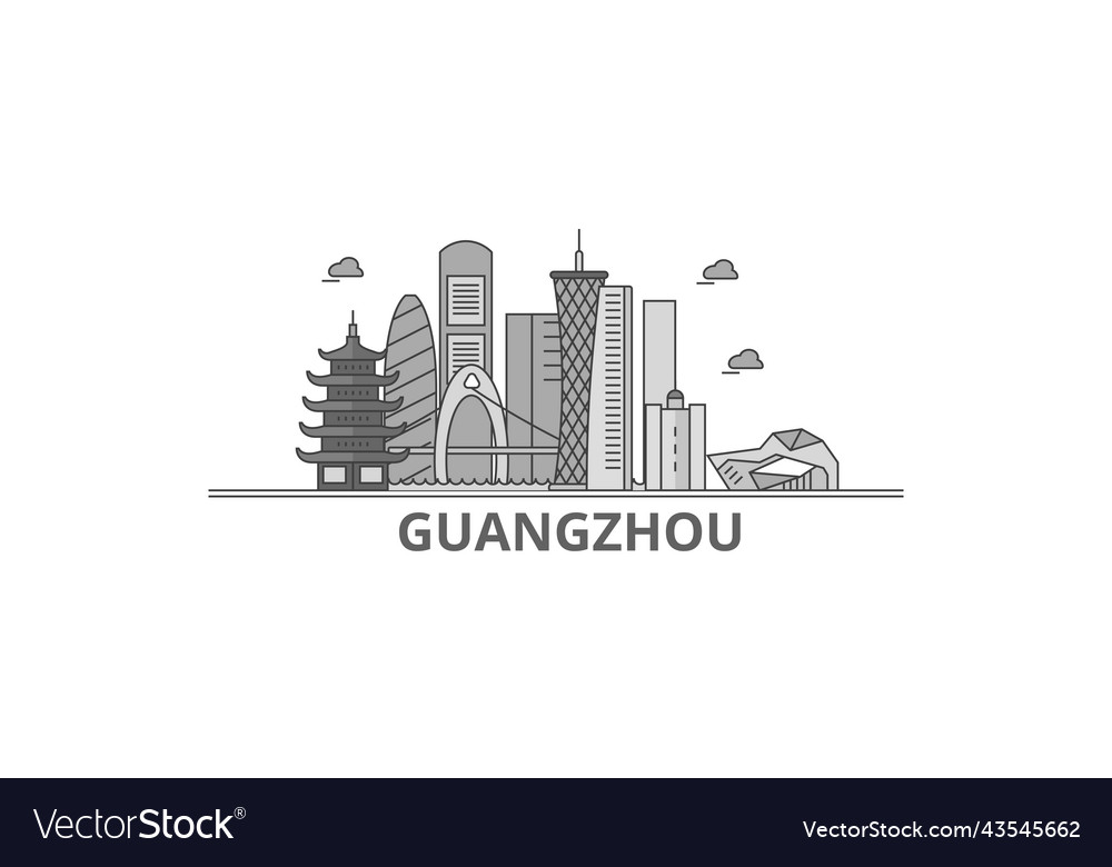 China Guangzhou Stadt Skyline isoliert