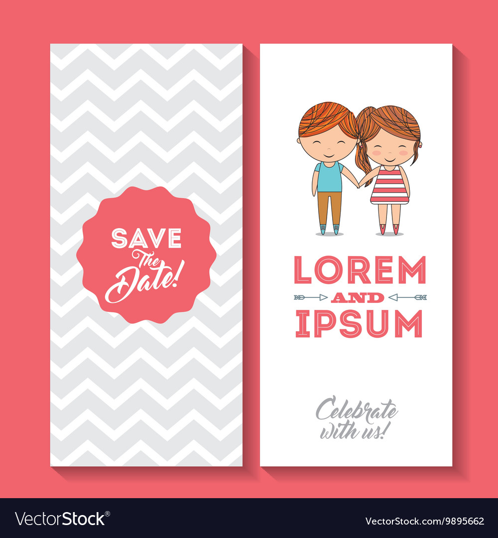 Couple cartoon icon invitation and save the date