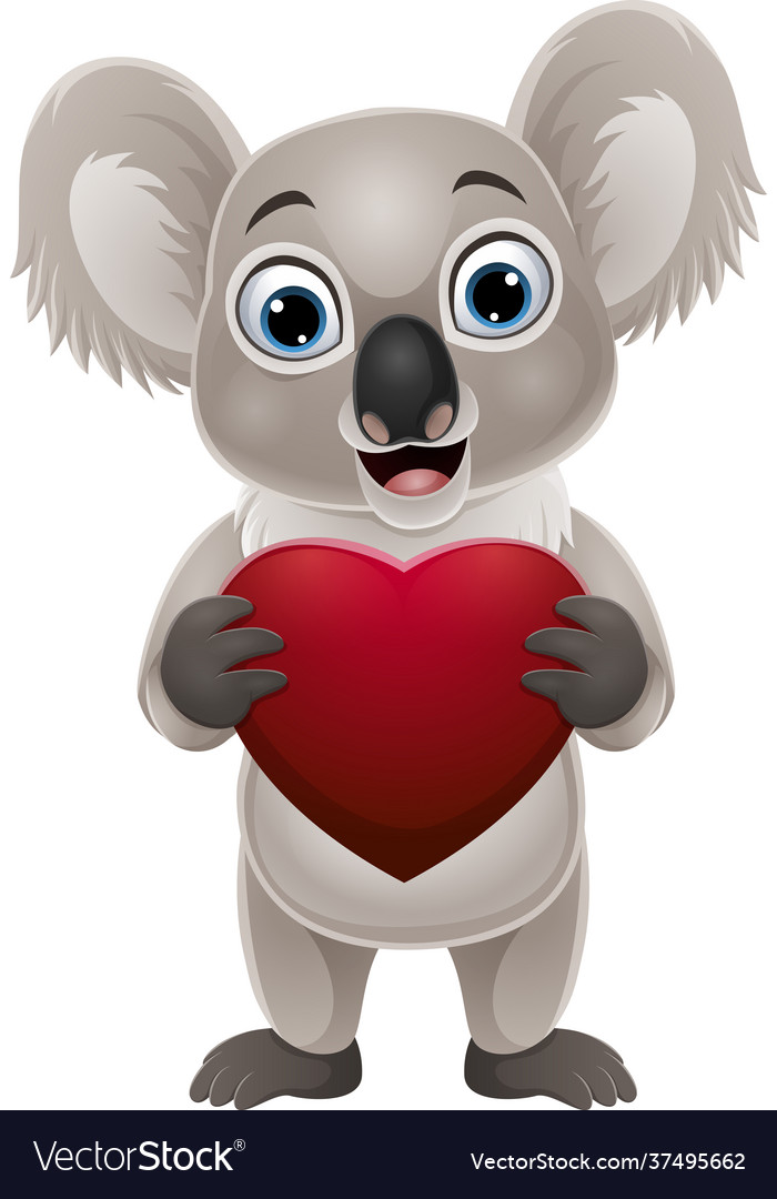 Süße Koala Holding ein rotes Herz