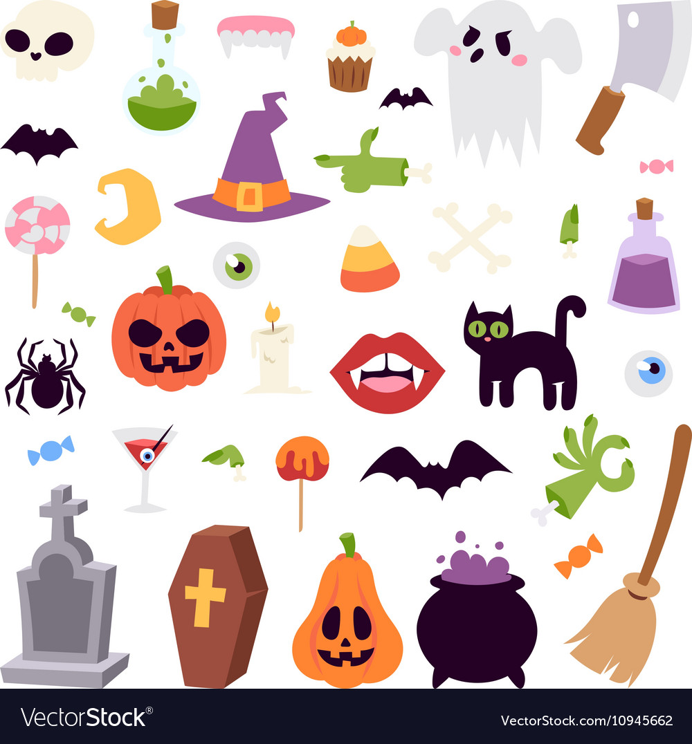 Halloween symbols collection Royalty Free Vector Image