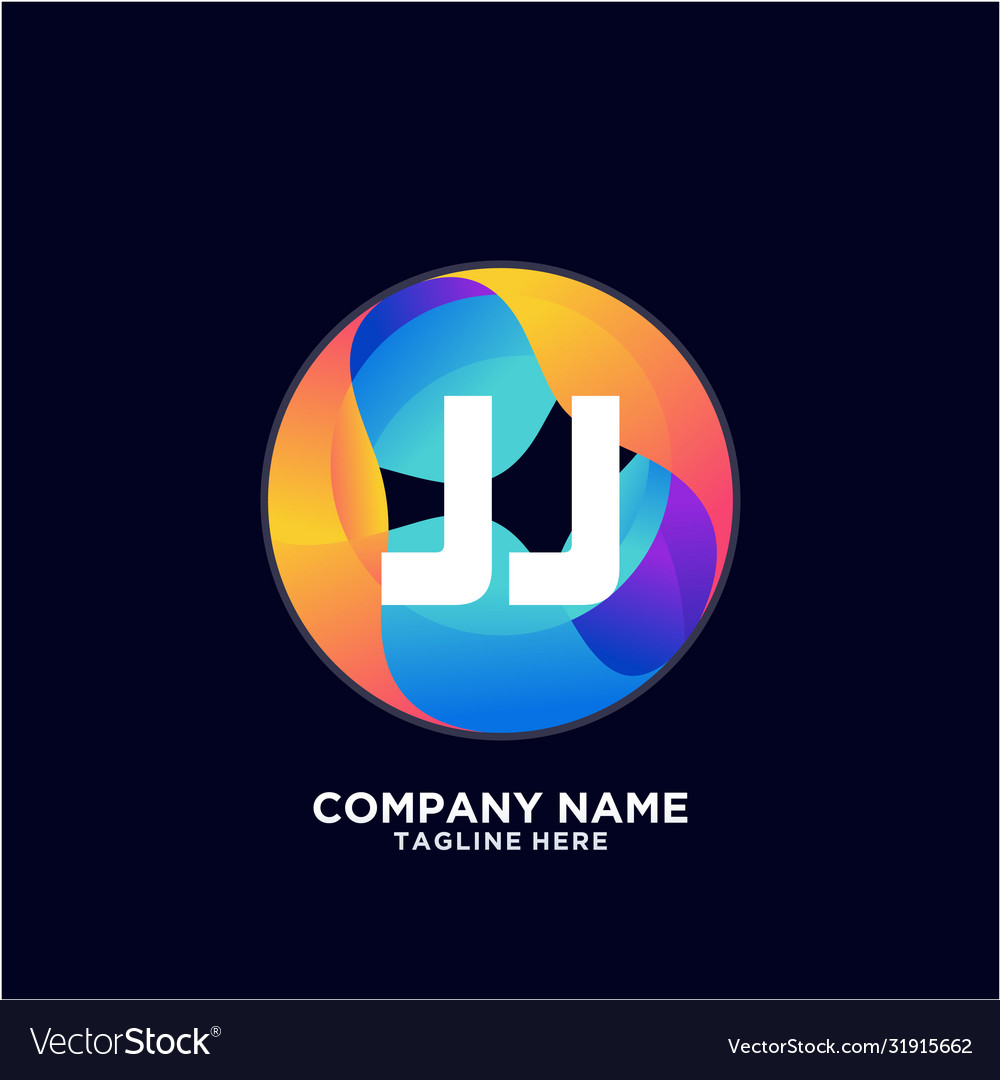 Jj initial logo with colorful circle template