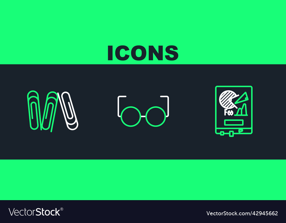 Set line board with graph chart paper clip vector image Set line board with graph chart paper clip