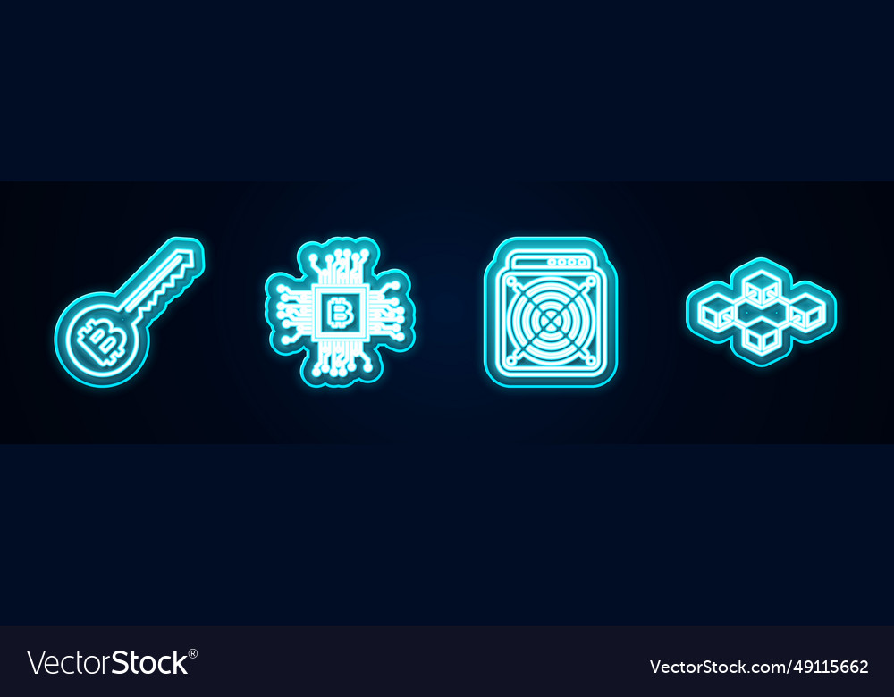 Set line cryptocurrency key cpu mining farm asic vector image Set line cryptocurrency key cpu mining farm asic